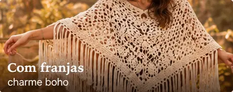 Poncho com franjas — charme boho