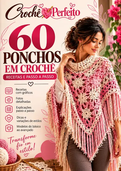 Capa do guia 60 Ponchos em Crochê